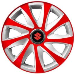 AutoHelix MSA Set 4 capace roti 14 inchi R14 Drift Rosu-Gri, Compatibil cu Suzuki (6129)