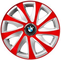 AutoHelix MSA Set 4 capace roti 14 inchi R14 Drift Rosu-Gri, Compatibil cu BMW (6056)