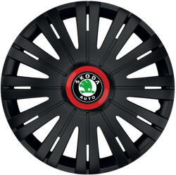 AutoHelix MSA Set 4 capace roti Negre Cu Inel Rosu Active R16 Compatibil Cu Skoda (10758)