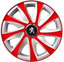 AutoHelix MSA Set 4 capace roti 14 inchi R14 Drift Rosu-Gri, Compatibil cu Peugeot (6111)