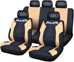 AutoHelix MSA Set Huse Scaune Universale Compatibile cu Audi - Negru/Crem (HSAAUD.4)