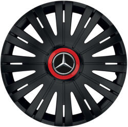 AutoHelix MSA Set 4 capace roti Negre Cu Inel Rosu Active R15 Compatibil Cu Mercedes-Benz (10730)