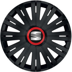 AutoHelix MSA Set 4 capace roti Negre Cu Inel Rosu Active R14 Compatibil Cu Seat (10753)