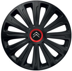 AutoHelix MSA Set 4 capace roti Negre Cu Inel Rosu Trend R16 Compatibil Cu Citroen (10893)