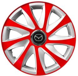 AutoHelix MSA Set 4 capace roti 14 inchi R14 Drift Rosu-Gri, Compatibil cu Mazda (6092)