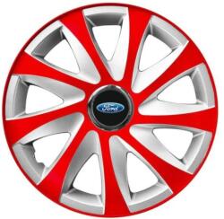 AutoHelix MSA Set 4 capace roti 14 inchi R14 Drift Rosu-Gri, Compatibil cu Ford (6074)