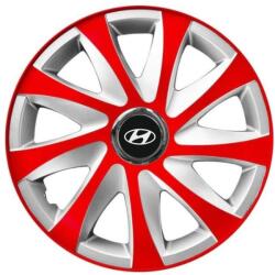 AutoHelix MSA Set 4 capace roti 14 inchi R14 Drift Rosu-Gri, Compatibil cu Hyundai (6079)