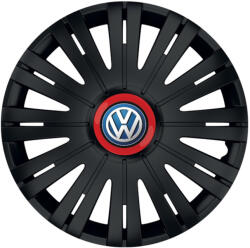 AutoHelix MSA Set 4 capace roti Negre Cu Inel Rosu Active R15 Compatibil Cu Volkswagen (10775)