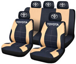 AutoHelix MSA Set Huse Scaune Universale Compatibile cu Toyota- Negru/Crem (Toy1.3)