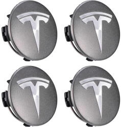Autohelix Msa Set 4 capace Tesla, 57mm, ARGINTIU/GRI, pentru jante aliaj cu inel de fixare (iro244-1)