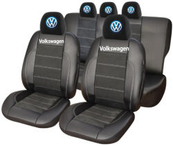 AutoHelix MSA Set Huse Scaune Universale Din Piele Ecologică Si Alcantara Personalizate Cu Volkswagen, Negre (HLX08649.3)
