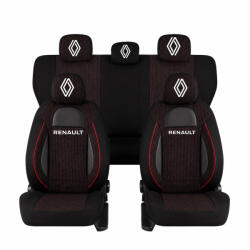 AutoHelix MSA Set Huse Scaune Universale Racing Negru Personalizate cu Renault Nou (RAC44487.14)