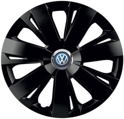 AutoHelix MSA Set 4 capace roti Negre Cu Inel Cromat Energy R16 Compatibil Cu Volkswagen (8974)