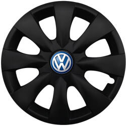 Autohelix Msa Set 4 capace roti potrivite jantelor de 15 inchi (R15) compatibile VOLKSWAGEN, Model - 316 Black Edition, Sigla Albastra (316VwAlbastruBlack)