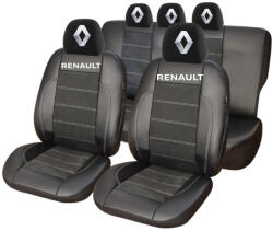 AutoHelix MSA Set Huse Scaune Universale Din Piele Ecologică Si Alcantara Personalizate Cu Renault, Negre (HLX08649.14)