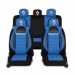 AutoHelix MSA Set Huse Scaune Universale Racing, Albastru cu Negru Personalizate cu Renault (RAC44491.13)