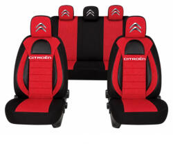 AutoHelix MSA Set Huse Scaune Universale Racing, Visiniu cu Negru Personalizate cu Citroen (RAC44490.1)