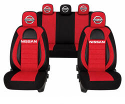 AutoHelix MSA Set Huse Scaune Universale Racing, Visiniu cu Negru Personalizate cu Nissan (RAC44490.9)