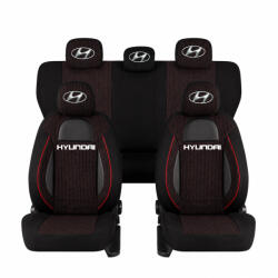 AutoHelix MSA Set Huse Scaune Universale Racing Negru Personalizate cu Hyundai (RAC44487.6)