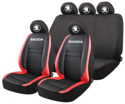 AutoHelix MSA Set Huse Scaune Universale HLX5 Compatibile cu Skoda NOU - Negru/Rosu (GROSU17)
