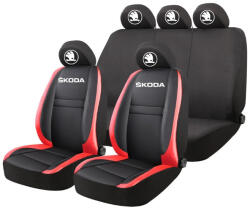 AutoHelix MSA Set Huse Scaune Universale HLX5 Compatibile cu Skoda - Negru/Rosu (GROSU16)