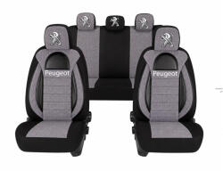 AutoHelix MSA Set Huse Scaune Universale Racing, Gri cu Negru Personalizate cu Peugeot (RAC44493.12)