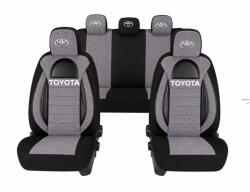 AutoHelix MSA Set Huse Scaune Universale Racing, Gri cu Negru Personalizate cu Toyota (RAC44493.19)
