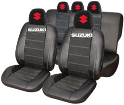 AutoHelix MSA Set Huse Scaune Universale Din Piele Ecologică Si Alcantara Personalizate Cu Suzuki, Negre (HLX08649.17)