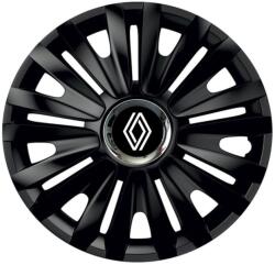 RENAULT Set 4 Capace Roti pentru Renault Nou, model Royal Black Cu Inel Cromat, R15, RENAULT (22436)