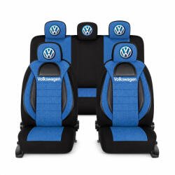 AutoHelix MSA Set Huse Scaune Universale Racing, Albastru cu Negru Personalizate cu Volkswagen (RAC44491.20)