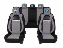 AutoHelix MSA Set Huse Scaune Universale Racing, Gri cu Negru Personalizate cu Volkswagen (RAC44493.20)