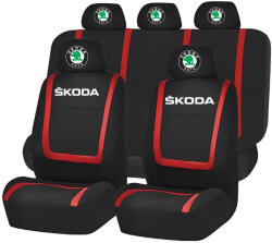 AutoHelix MSA Set Huse Scaune Universale Compatibile cu Skoda - Negru/Rosu (HSAREN8.3)