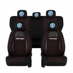AutoHelix MSA Set Huse Scaune Universale Racing Negru Personalizate cu Volkswagen (RAC44487.20)
