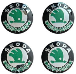 Autohelix Msa Set 4 stickere pentru capace roti auto, aluminiu, autoadezive, pentru Skoda (maf578)