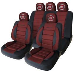 AutoHelix MSA Set Huse Scaune Universale Premium Carguard Personalizate cu Fiat - Negru/Visiniu (HLXred.4)