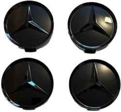 AUTOHELIX MSA Set 4 Capace Jante Aliaj Mercedes 75mm, Negru (maf766)
