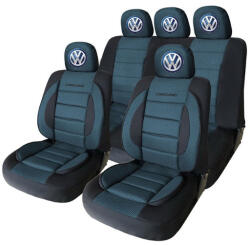 AutoHelix MSA Set Huse Scaune Universale Premium Carguard Personalizate cu Volkswagen - Negru/Albastru (HLXblue.17)
