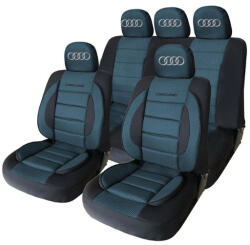 AutoHelix MSA Set Huse Scaune Universale Premium Carguard Personalizate cu Audi - Negru/Albastru (HLXblue.1)