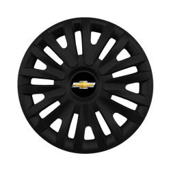 AutoSSF Set 4 capace roti 14 inchi (R14) compatibile CHEVROLET, Model 217 Black (217ChevroletBlack)