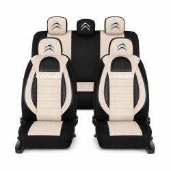 AutoHelix MSA Set Huse Scaune Universale Racing, Bej cu Negru Personalizate cu Citroen (RAC44489.1)