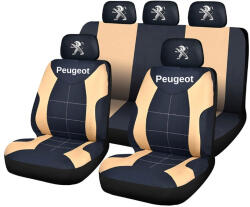 AutoHelix MSA Set Huse Scaune Universale Compatibile cu Peugeot- Negru/Crem (HSAPEUG.1)