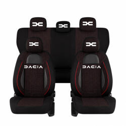 AutoHelix MSA Set Huse Scaune Universale Racing Negru Personalizate cu Dacia Nou (RAC44487.3)
