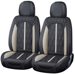 Carguard Huse auto premium 5 locuri Carguard Deluxe piele ecologică perforată - negru - alb (HSA023)