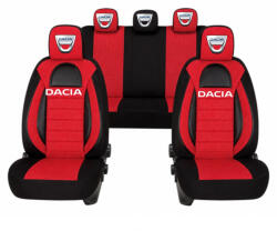 AutoHelix MSA Set Huse Scaune Universale Racing, Visiniu cu Negru Personalizate cu Dacia (RAC44490.2)
