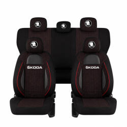 AutoHelix MSA Set Huse Scaune Universale Racing Negru Personalizate cu Skoda nou (RAC44487.17)