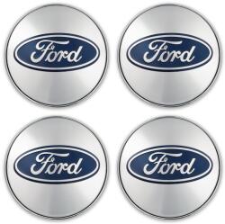 Maf Auto Tuning Set 4 Capace Jante Aliaj Pentru FORD, 56mm Interior 60 mm Exterior, Argintiu-Albastru (FORD60mm)