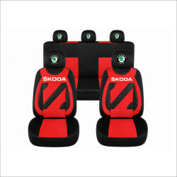 AutoHelix MSA Set Huse Scaune Universale Nero Rosu Personalizate cu Skoda (NER108819.16)
