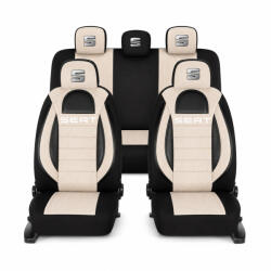 AutoHelix MSA Set Huse Scaune Universale Racing, Bej cu Negru Personalizate cu Seat (RAC44489.15)