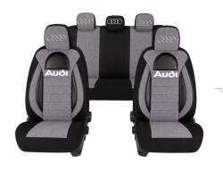 AutoHelix MSA Set Huse Scaune Universale Racing, Gri cu Negru Personalizate cu Audi (RAC44493)