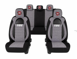 AutoHelix MSA Set Huse Scaune Universale Racing, Gri cu Negru Personalizate cu Fiat (RAC44493.4)